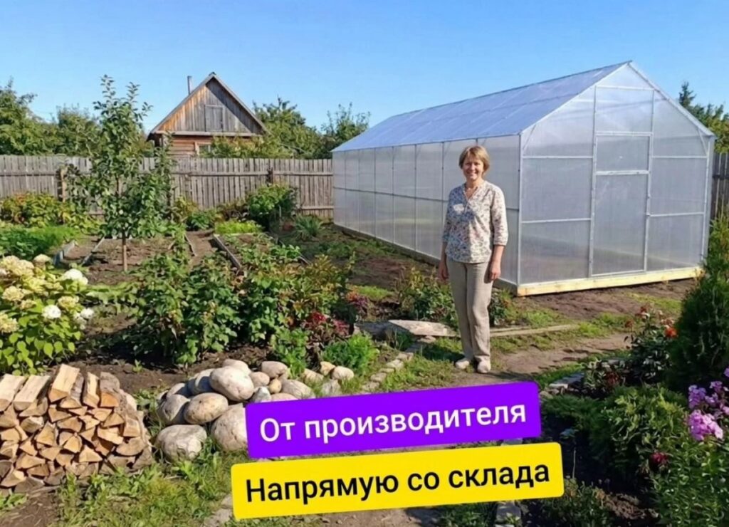 Теплица "Домик" из поликарбоната 3х8х2.7м напрямую со склада