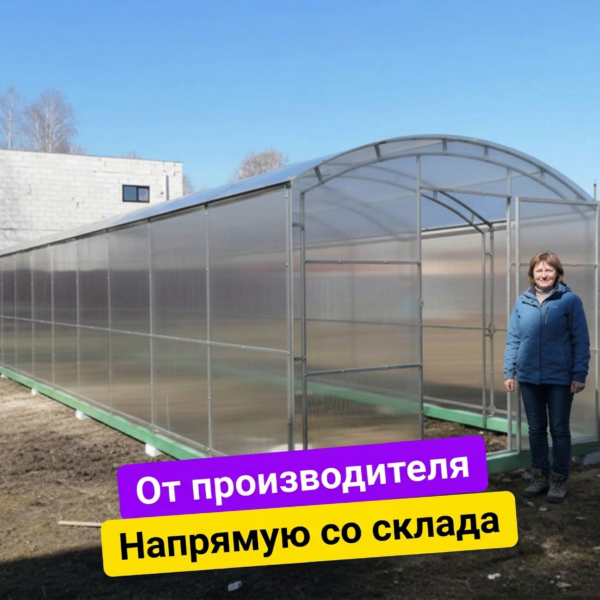 Теплица "Прямостенная" из поликарбоната 3х8