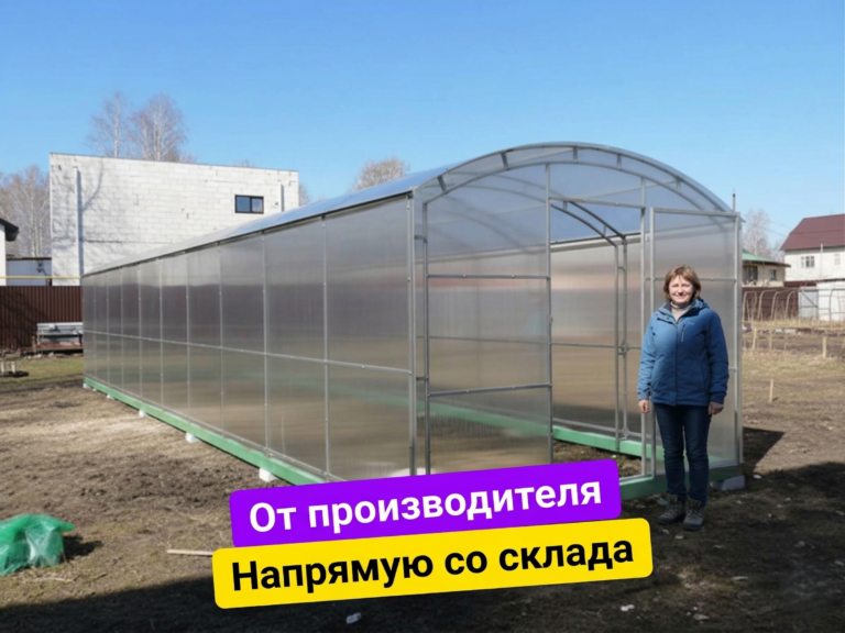 Теплица "Прямостенная" из поликарбоната 3х8