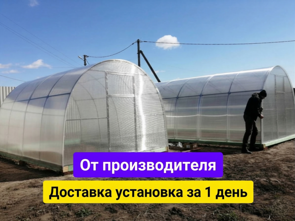 Теплица "Двойная Дуга" из поликарбоната 3х8м